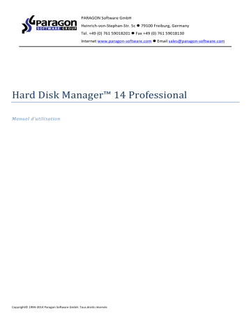 Paragon Software Hard Disk Manager 14 professional Manuel utilisateur | Fixfr