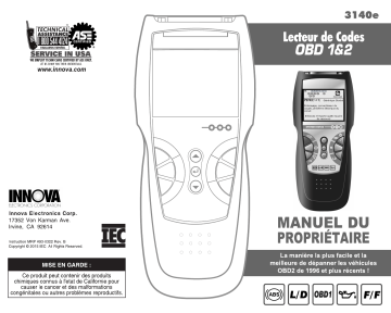 Manuel du propriétaire | Innova 3140e OBD2&1 ScanTool Kit Manuel utilisateur | Fixfr