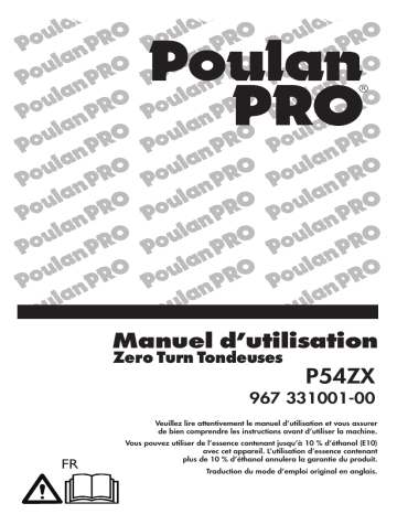 Poulan Pro P54ZX Zero Turn Mower Manuel du propriétaire | Fixfr