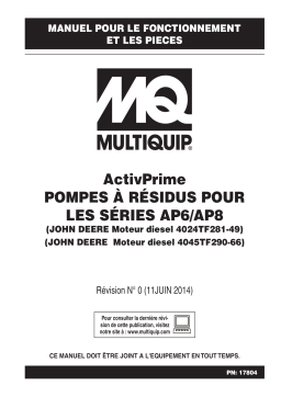 MQ Multiquip AP6-AP8 Pompes d’amorsage automatique Manuel utilisateur
