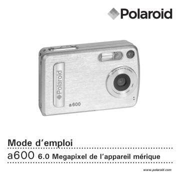 Manuel du propriétaire | Polaroid A600 Manuel utilisateur | Fixfr