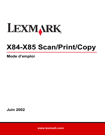 Manuel du propriétaire | Lexmark X84 Manuel utilisateur | Fixfr