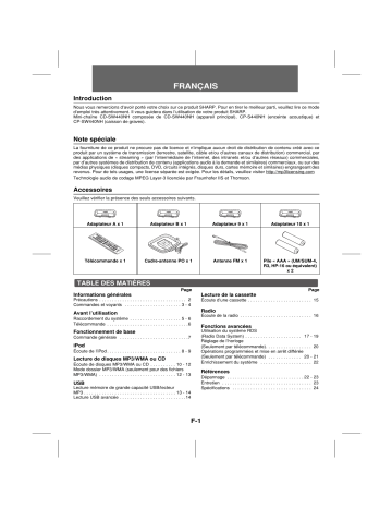 Manuel du propriétaire | Sharp CD-SW440NH Manuel utilisateur | Fixfr