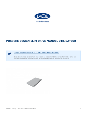 Manuel du propriétaire | LaCie PORSCHE DESIGN P'9223 SLIM DRIVE Manuel utilisateur | Fixfr