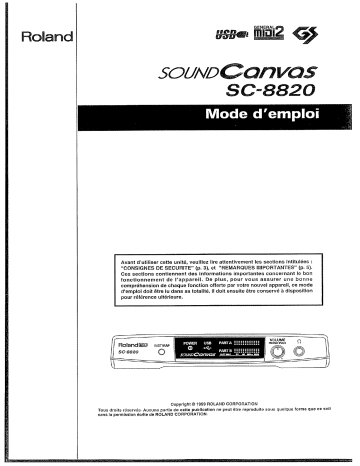 Manuel du propriétaire | Roland SC-8820 Manuel utilisateur | Fixfr