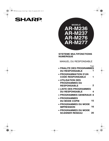 Manuel du propriétaire | Sharp AR-M276 Manuel utilisateur | Fixfr