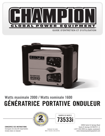 Champion Power Equipment 73533 Manuel utilisateur | Fixfr