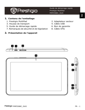 MultiPad PMP-5588C Duo | Guide de démarrage rapide | Prestigio PMP-5588C Duo Manuel utilisateur | Fixfr