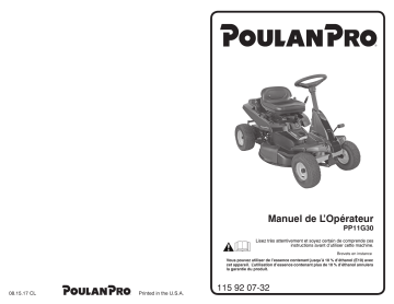 Poulan Pro PP11G30 Riding Mower Manuel du propriétaire | Fixfr