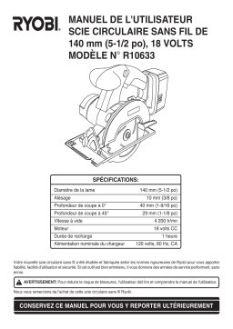 Ryobi R10633 Manuel utilisateur