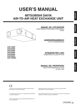 Mitsubishi Heavy Industries SAF250E6 Manuel utilisateur