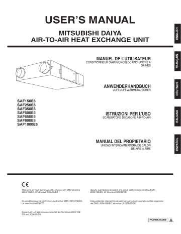 SAF500E6 | SAF150E6 | SAF1000E6 | SAF350E6 | SAF800E6 | Mitsubishi Heavy Industries SAF250E6 Manuel utilisateur | Fixfr