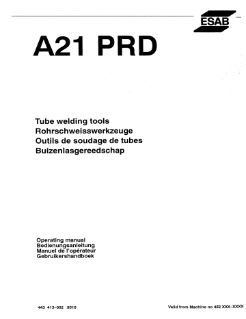 ESAB PRD A21 PRD Manuel utilisateur | Fixfr