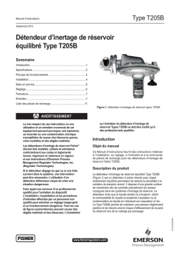 Fisher T205B Balanced Tank Blanketing Regulator Manuel du propriétaire