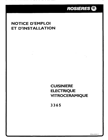 Manuel du propriétaire | ROSIERES 3365 Manuel utilisateur | Fixfr