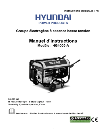 Hyundai  HG4000-A Manuel utilisateur | Fixfr