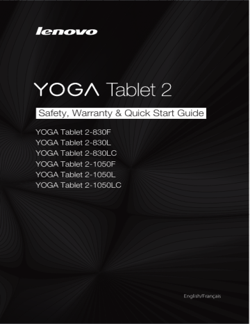 Yoga Tab 2 830 | Guide de démarrage rapide | Lenovo Yoga Tab 2 1050 Manuel utilisateur | Fixfr