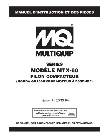 Mode d'emploi | MQ Multiquip MTX60 Manuel utilisateur | Fixfr