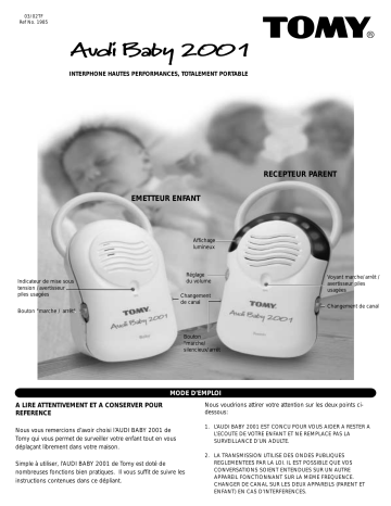 Manuel du propriétaire | TOMY Audi Baby 2001 Ecoute-bébé Manuel utilisateur | Fixfr