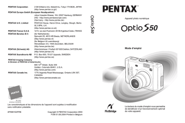 Pentax Série Optio S50 Mode d'emploi | Fixfr