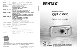 Pentax Série Optio W10 Mode d'emploi