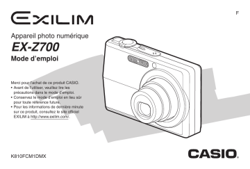 Manuel du propriétaire | Casio EX-Z700 Manuel utilisateur | Fixfr