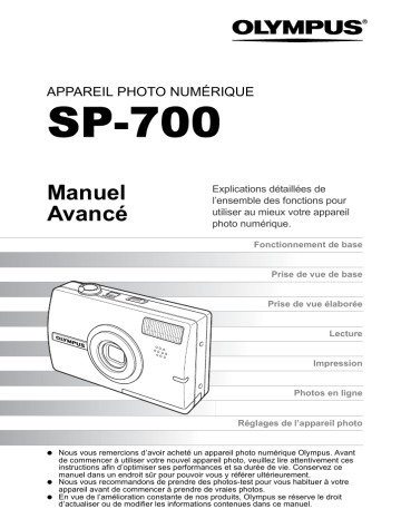 Olympus SP700 Manuel utilisateur | Fixfr