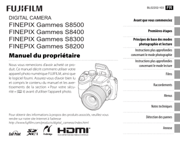 S8400 | S8300 | S8200 | Fujifilm S8500 Camera Manuel du propriétaire | Fixfr