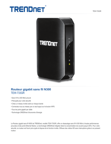 Trendnet TEW-733GR N300 Wireless Gigabit Router Fiche technique | Fixfr