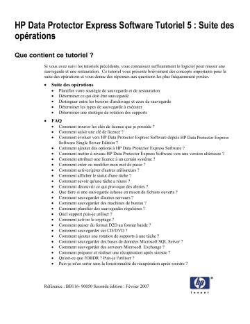 Manuel du propriétaire | HP DATA PROTECTOR EXPRESS SOFTWARE Manuel utilisateur | Fixfr