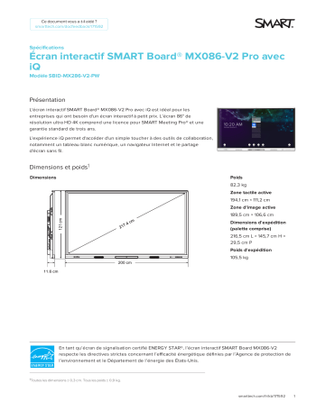 SMART Technologies Board MX (V2) spécification | Fixfr