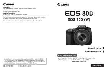 Canon EOS 80D Mode d'emploi | Fixfr