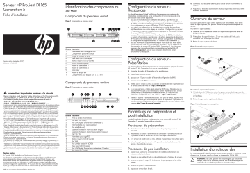 Manuel du propriétaire | HP PROLIANT DL165 G5 SERVER Manuel utilisateur | Fixfr