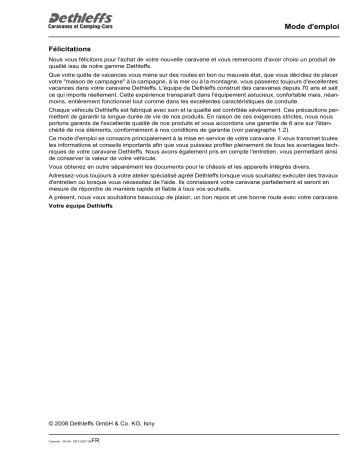 Manuel du propriétaire | Dethleffs 2009 Manuel utilisateur | Fixfr
