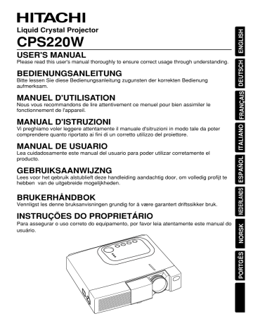 Manuel du propriétaire | Hitachi CP-S220W Manuel utilisateur | Fixfr