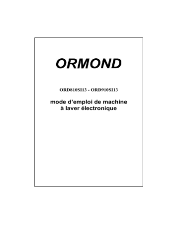 Manuel du propriétaire | Ormond ORD810SI13 Lave-linge Manuel utilisateur | Fixfr