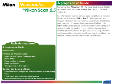 Manuel du propriétaire | Nikon SCAN 2.5 Manuel utilisateur | Fixfr
