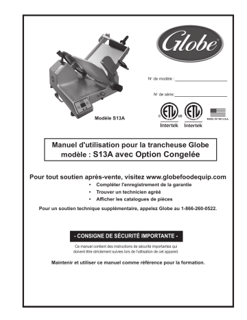 Globe S13A-17 Slicer Manuel du propriétaire | Fixfr