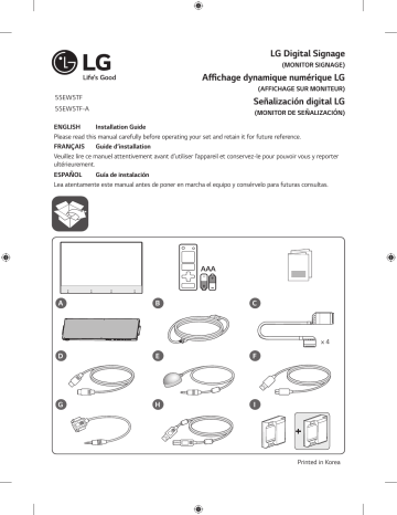 LG 55EW5TF-A Guide d'installation rapide | Fixfr