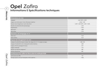 Manuel du propriétaire | Opel Zafira Manuel utilisateur | Fixfr