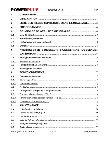 Manuel du propriétaire | Powerplus POWEG3010 Manuel utilisateur | Fixfr