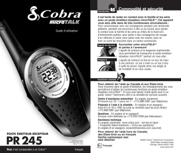 Manuel du propriétaire | Cobra PR 245 Manuel utilisateur | Fixfr