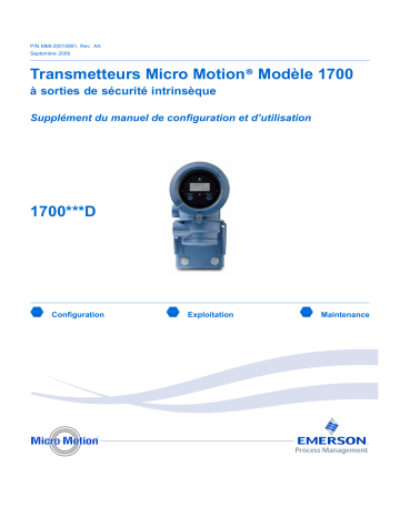 Mode d'emploi | Micro Motion Transmetteurs Modèle 1700 à sorties de sécurité intrinsèque Manuel utilisateur | Fixfr