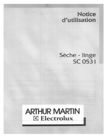 Manuel du propriétaire | ARTHUR MARTIN SC0531 Manuel utilisateur | Fixfr