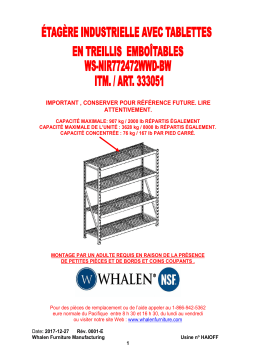 Whalen 333051 / WS-NIR772472WWD-BW Industrial Rack  Manuel utilisateur