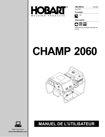 CHAMP 2060 KOHLER | Manuel du propriétaire | HobartWelders CHAMP 2060 HONDA Manuel utilisateur | Fixfr