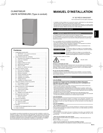 AMUG36LMAS | AMUG30LMAS | AMUG48LMAS | Installation manuel | Fujitsu AMUG24LMAS Guide d'installation | Fixfr