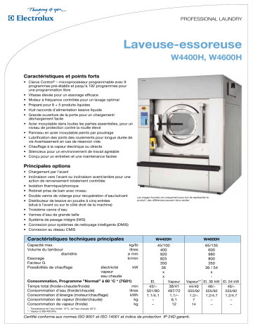 Manuel du propriétaire | ELECTROLUX LAUNDRY SYSTEMS W4600H Manuel utilisateur | Fixfr