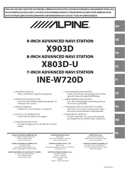 Alpine Electronics INE-W720D Mode d'emploi