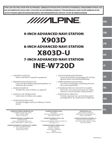 X803DC-U | X903D | INE-W720DC | X803D-U | Alpine Electronics INE-W720D Mode d'emploi | Fixfr